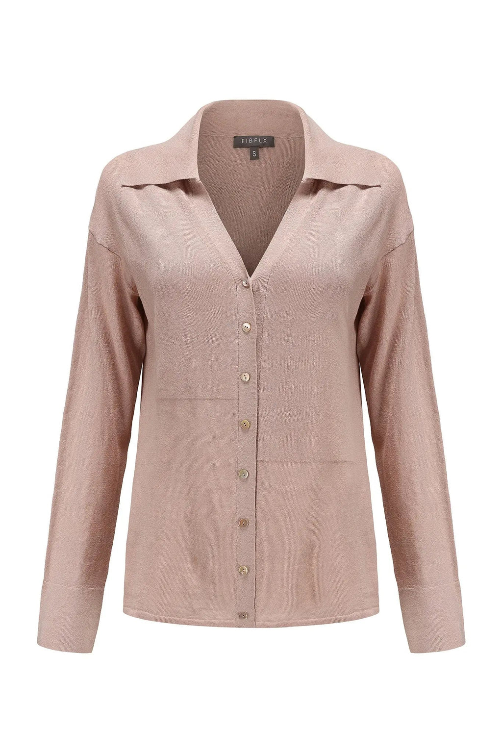 Long Sleeve Silk Knitted Blend Button Down Shirt