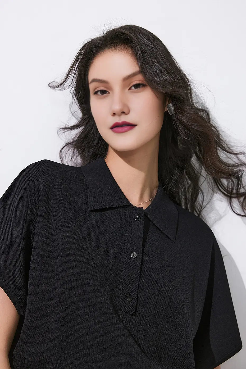 Casual Cinched Waist Short Sleeves Polo Shirt