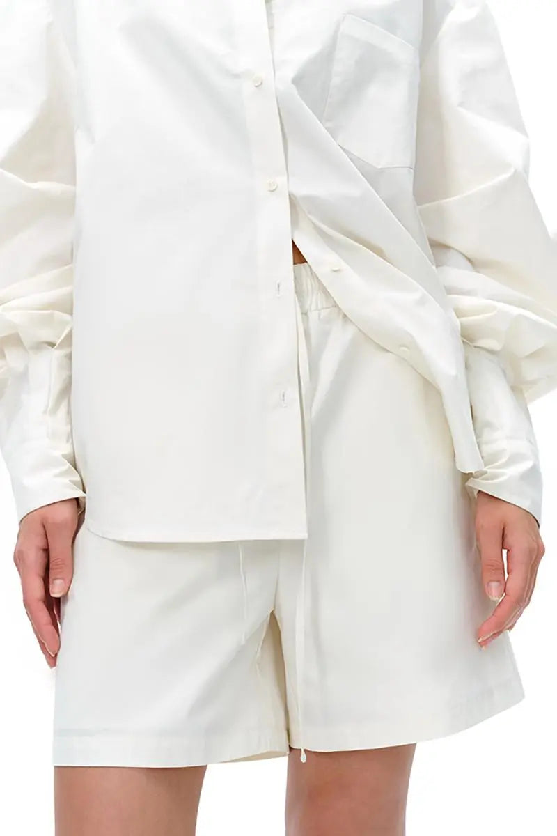 Casual Cotton Wide Leg White Shorts