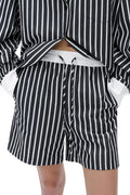 Casual Mid-Length Wide Leg Striped Shorts