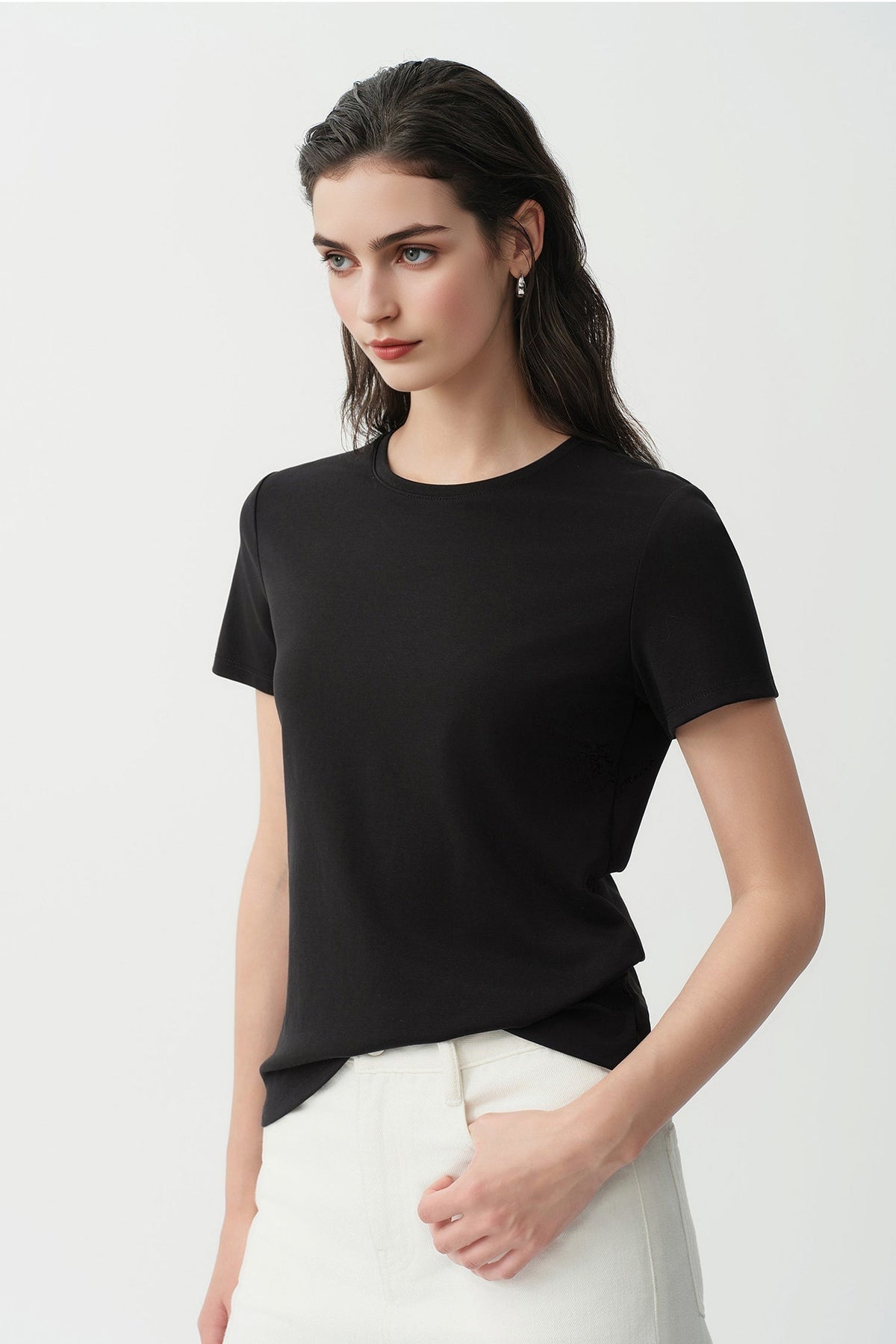 Cotton Crewneck T-Shirt in Purple