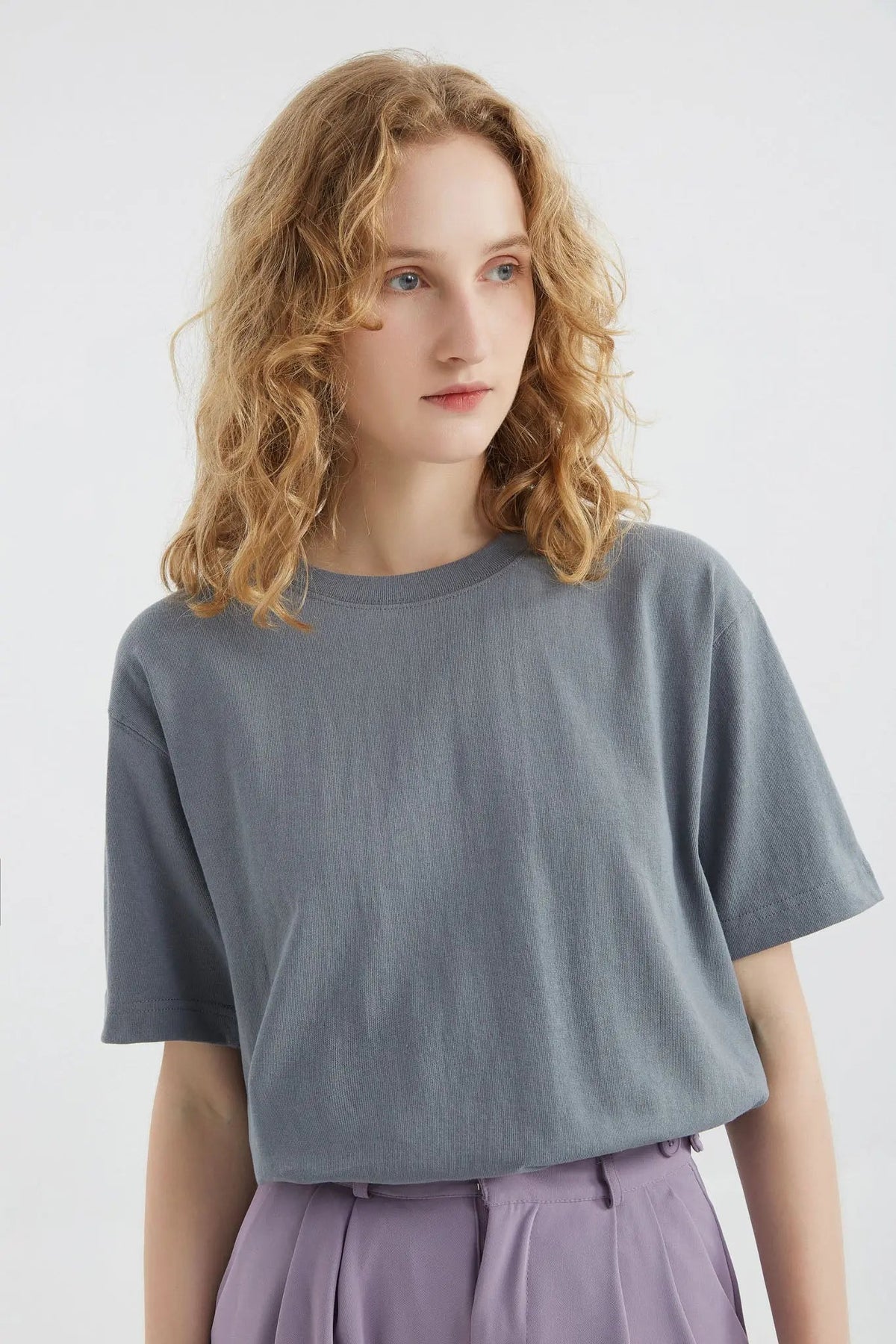Cotton Crewneck T-Shirt in Blue