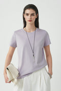 Cotton Crewneck T-Shirt in Purple
