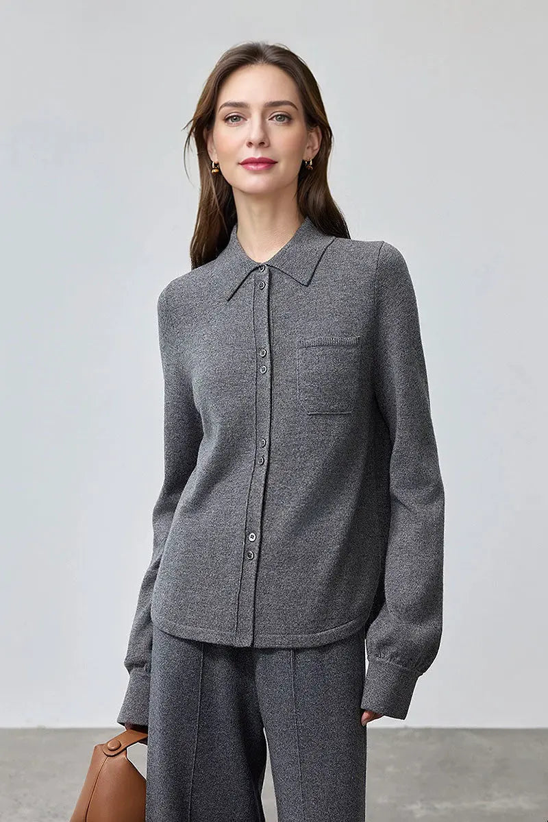 Cozy Regular Fit Merino Wool Button Up Shirt