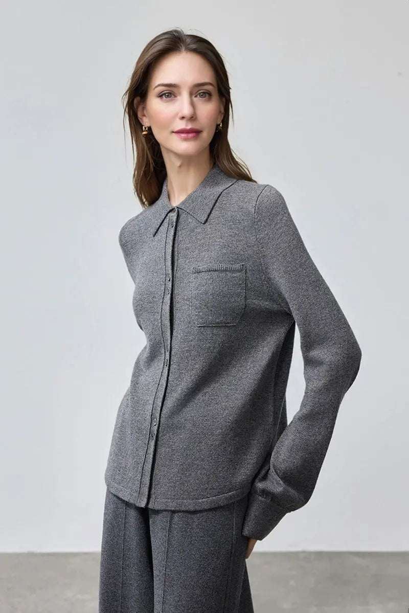 Cozy Regular Fit Merino Wool Button Up Shirt