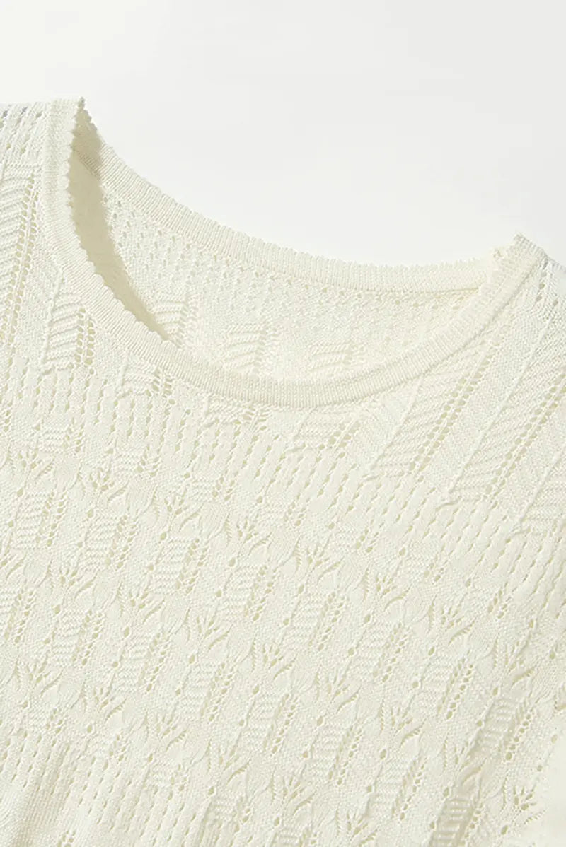 Crochet Pointelle Silk-Linen T-Shirt
