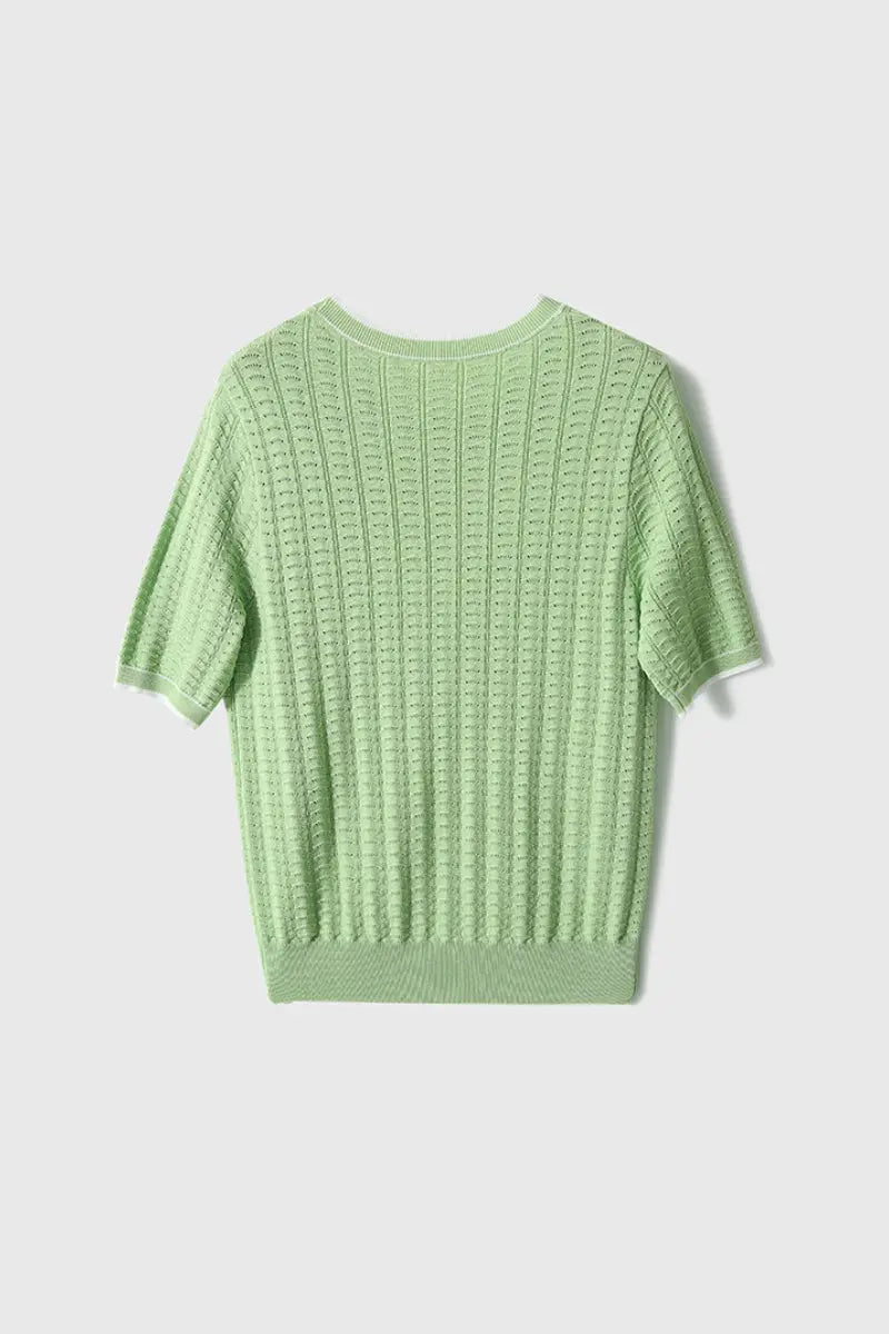 Crochet Pointelle Stretch T-Shirt
