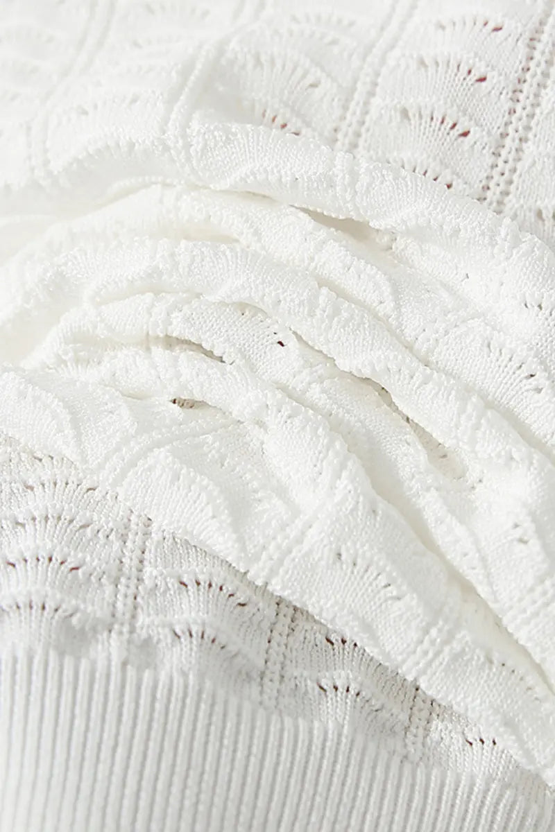 Crochet Pointelle Stretch T-Shirt