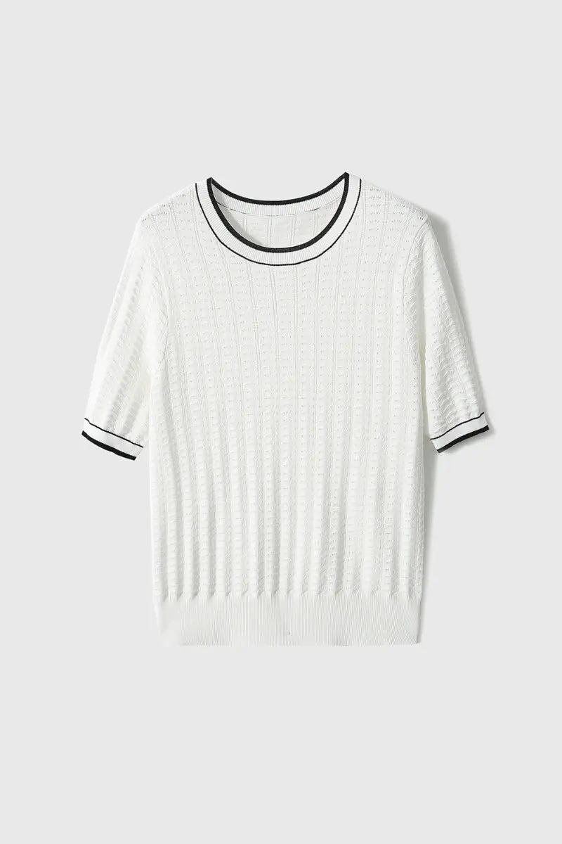 Crochet Pointelle Stretch T-Shirt