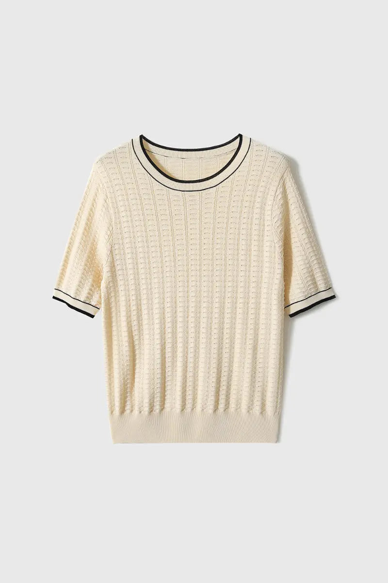 Crochet Pointelle Stretch T-Shirt