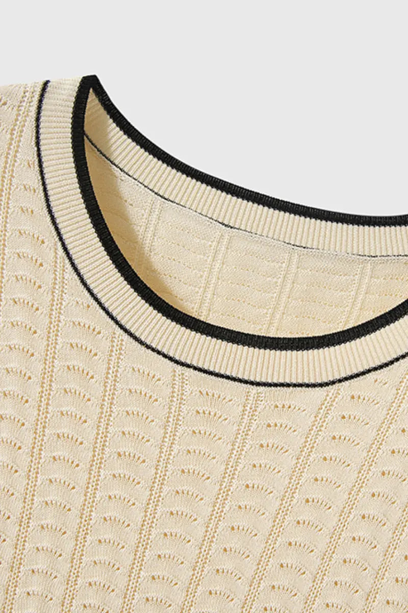 Crochet Pointelle Stretch T-Shirt