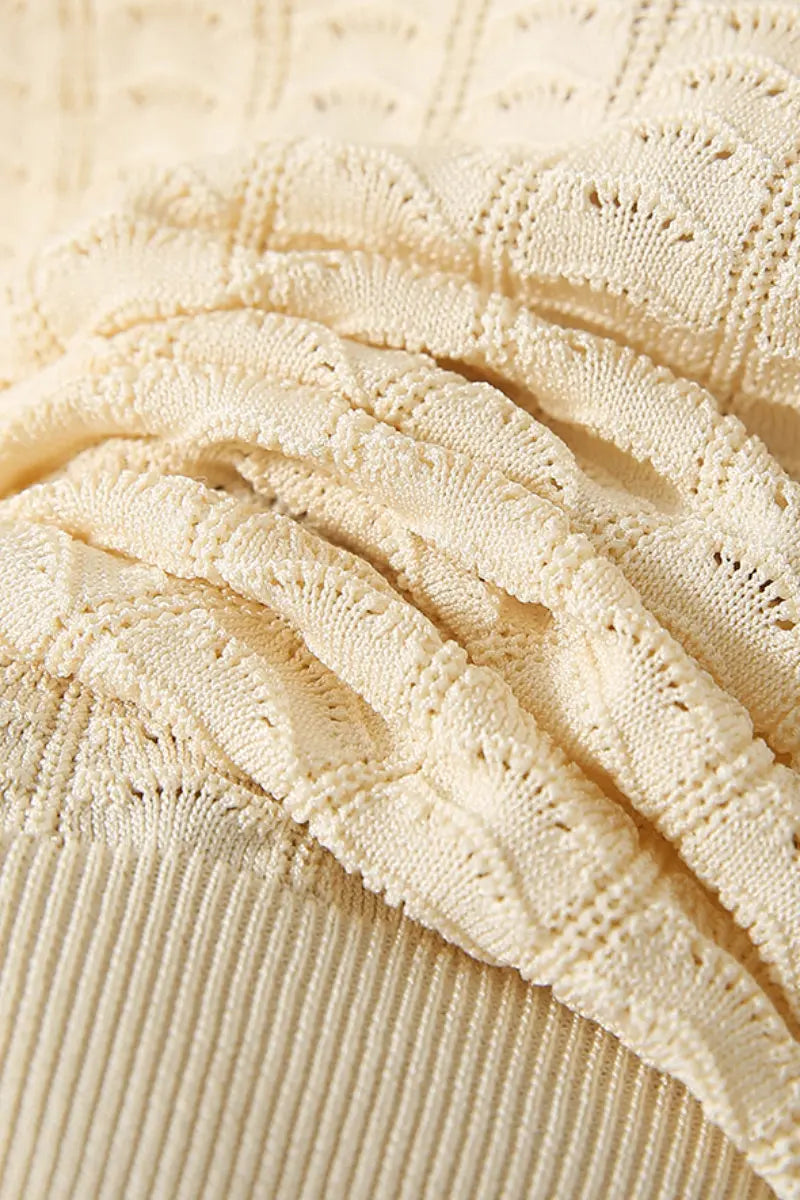 Crochet Pointelle Stretch T-Shirt