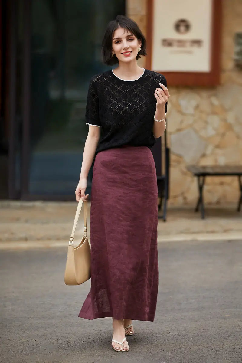 Crochet Silk-Blend Pointelle T-Shirt