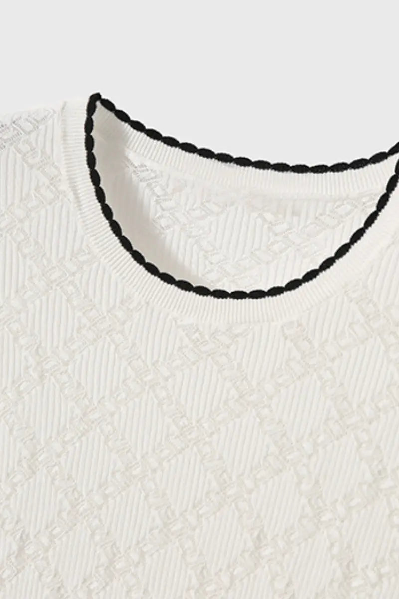 Crochet Silk-Blend Pointelle T-Shirt