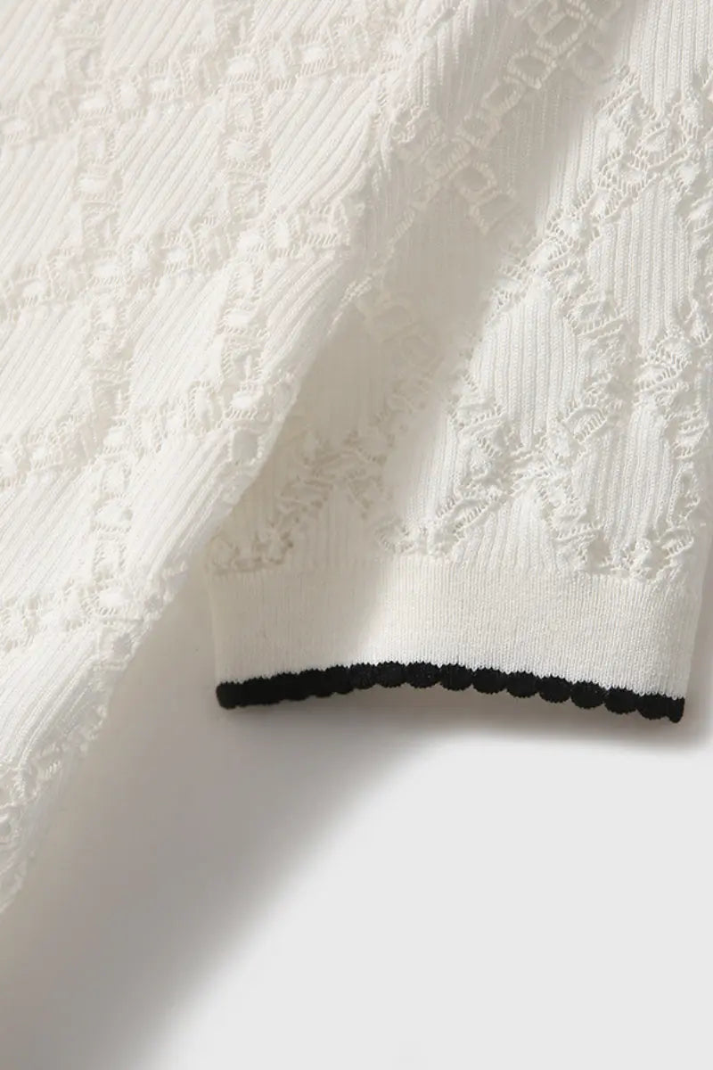 Crochet Silk-Blend Pointelle T-Shirt