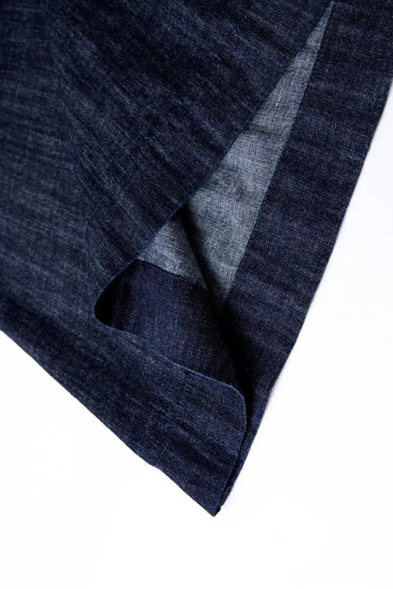 Denim Trapeze Tie-Strap Midi Dress