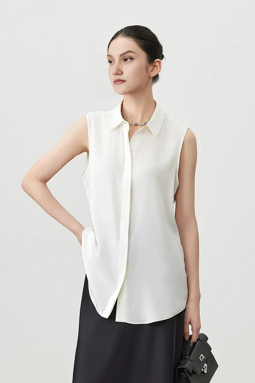 Essential Sleeveless Silk Blouse
