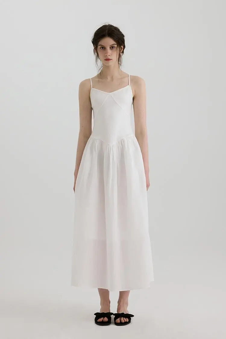 Fit and Flare Cotton Midi Dress with Side Pockets