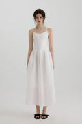 Fit and Flare Cotton Midi Dress with Side Pockets