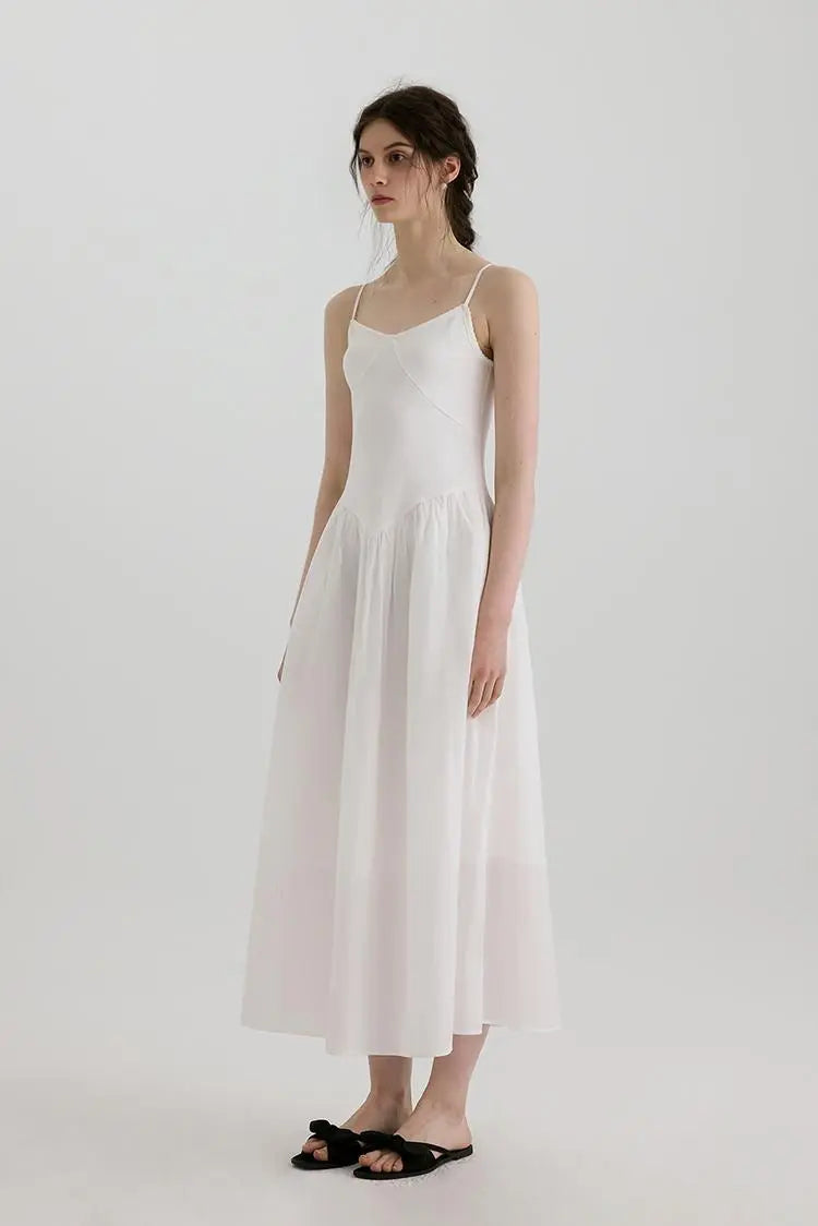 Fit and Flare Cotton Midi Dress with Side Pockets