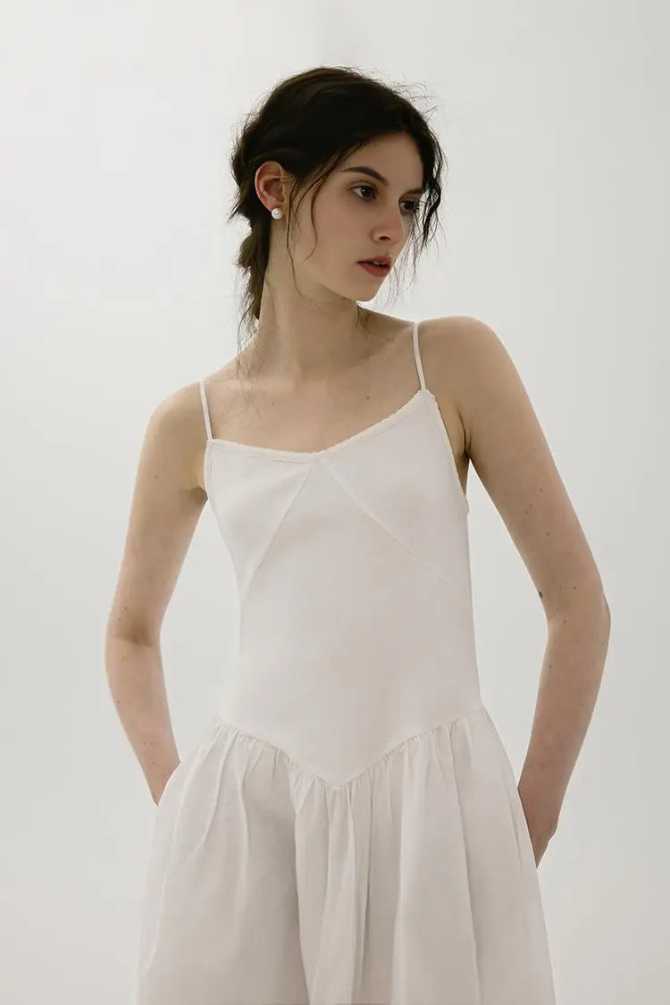Fit and Flare Cotton Midi Dress with Side Pockets