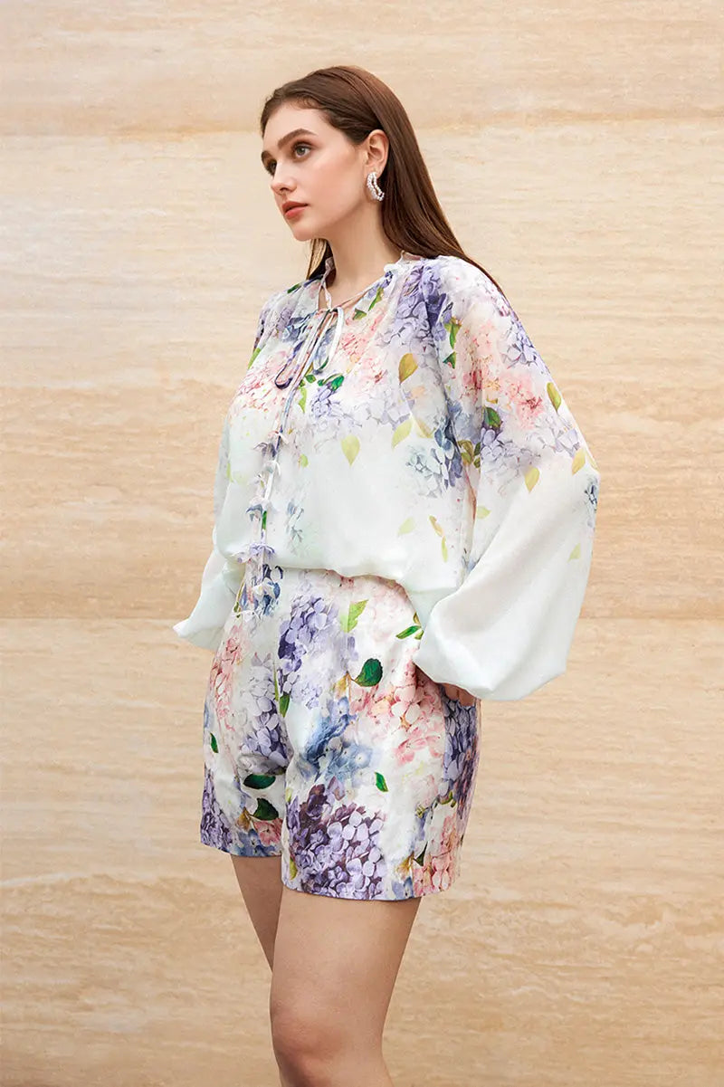 Floral High-Waisted Shorts with Pockets