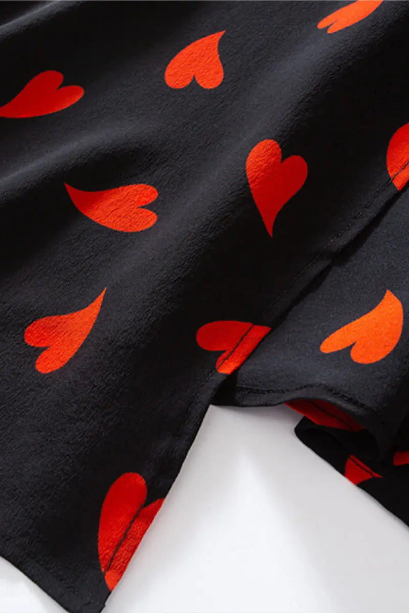 French-Inspired Silk Double Crepe Heart Wrap Midi Dress
