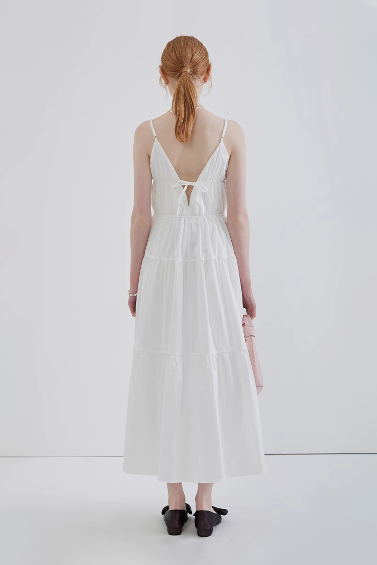 French Style Spaghetti Strap Vacation Maxi Dress