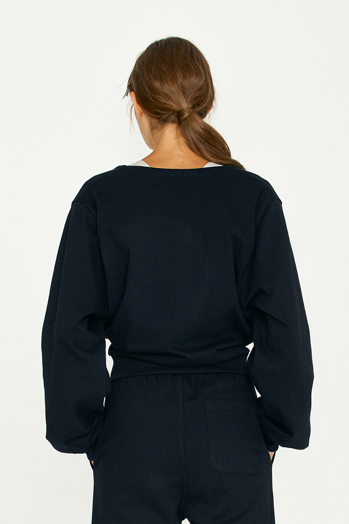 French Terry Wrap-Front Cropped Sweatshirt