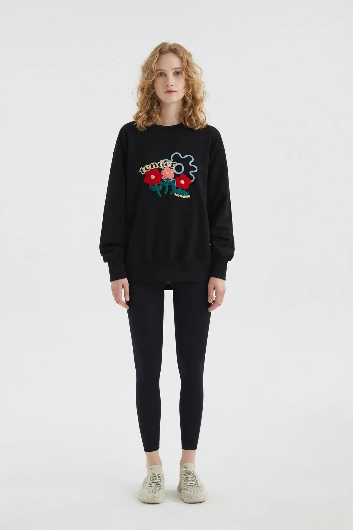 Black Graphic Crewneck Sweatshirt