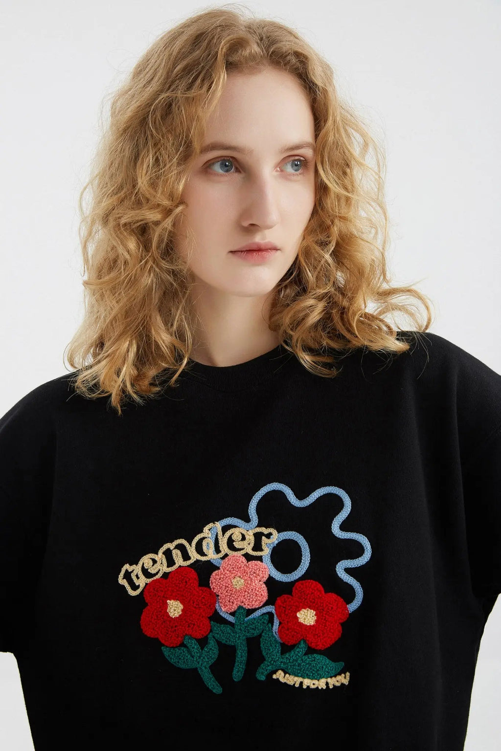 Black Graphic Crewneck Sweatshirt