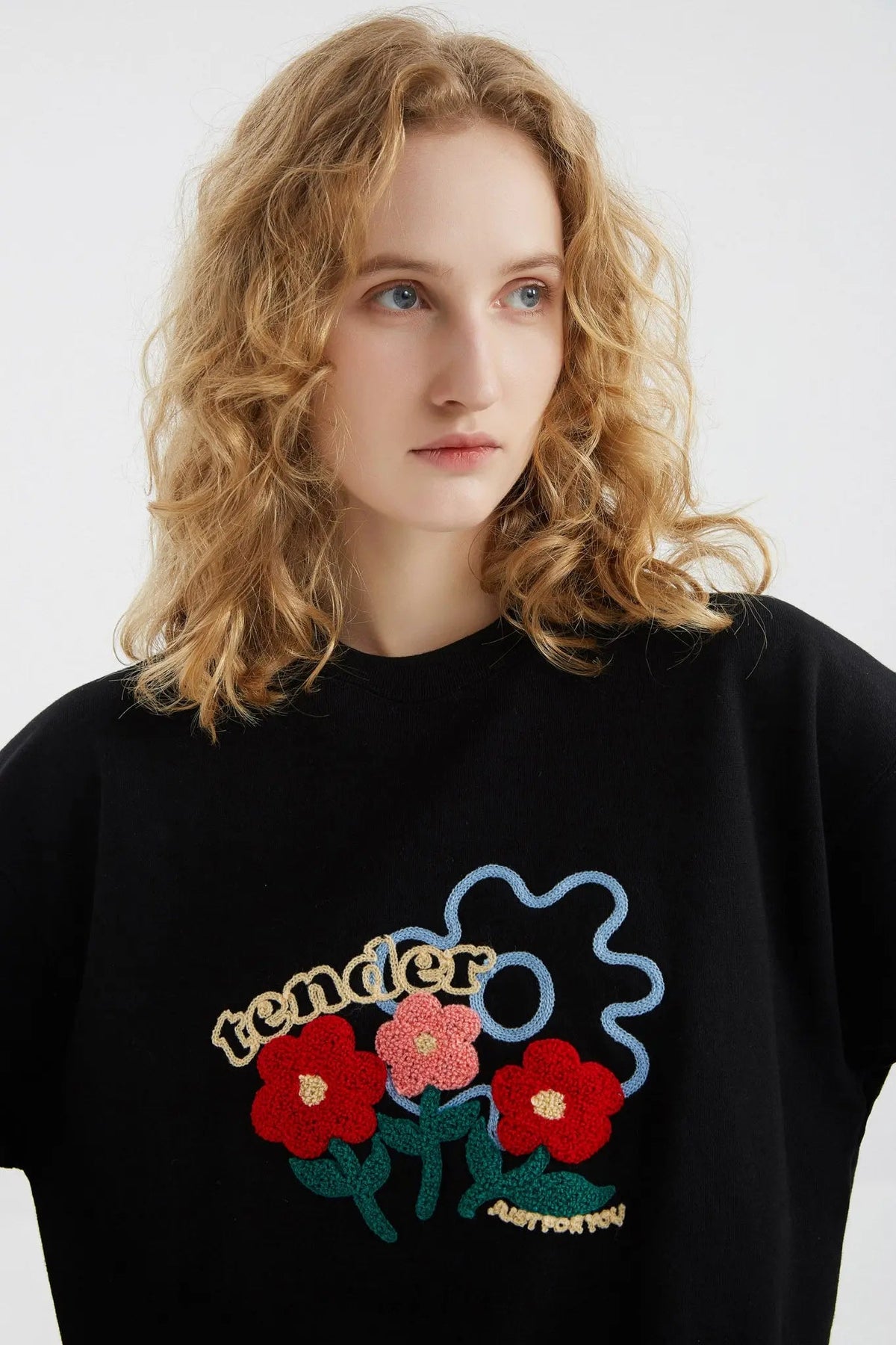Black Graphic Crewneck Sweatshirt