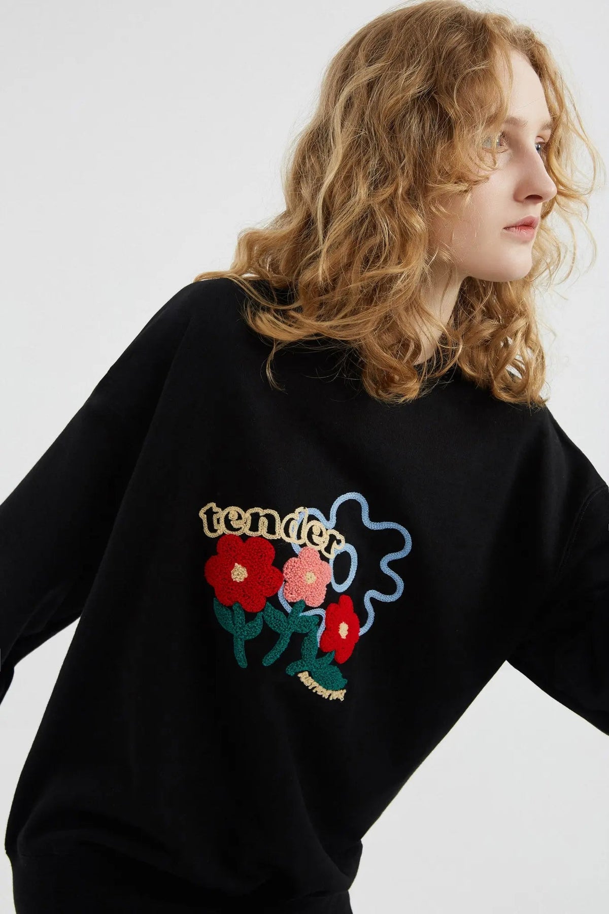 Black Graphic Crewneck Sweatshirt