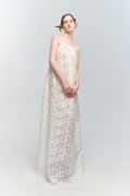Halter Neck White Floral Jacquard Dress