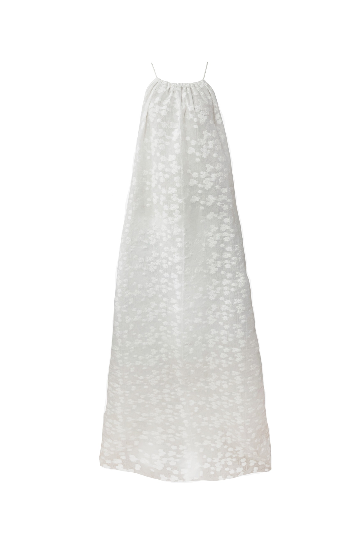 Halter Neck White Floral Jacquard Dress