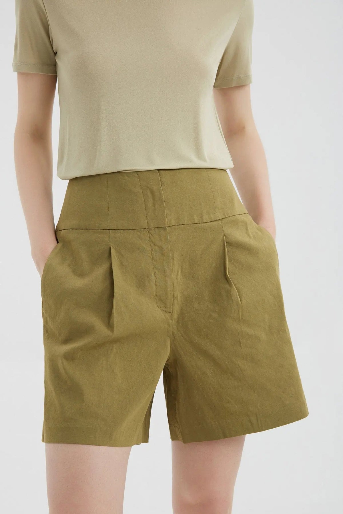 High Waisted Linen Shorts