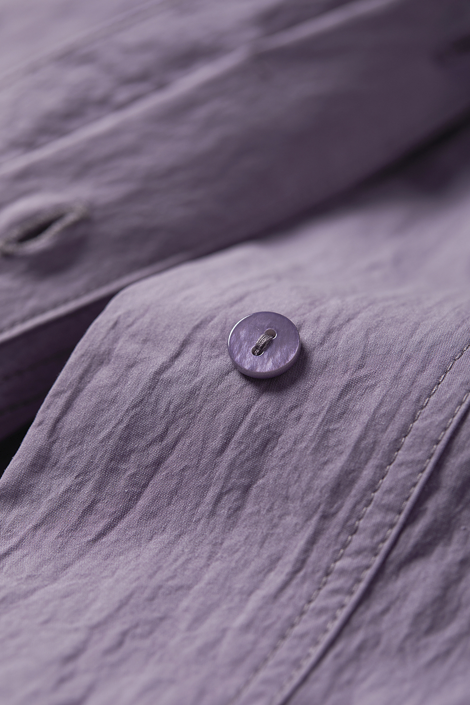 Loose Fit Collarless V Neck T Shirt with Concealed Button Placket