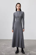 Machine Washable Merino Wool Fit & Flare Midi Sweater Dress with Belt