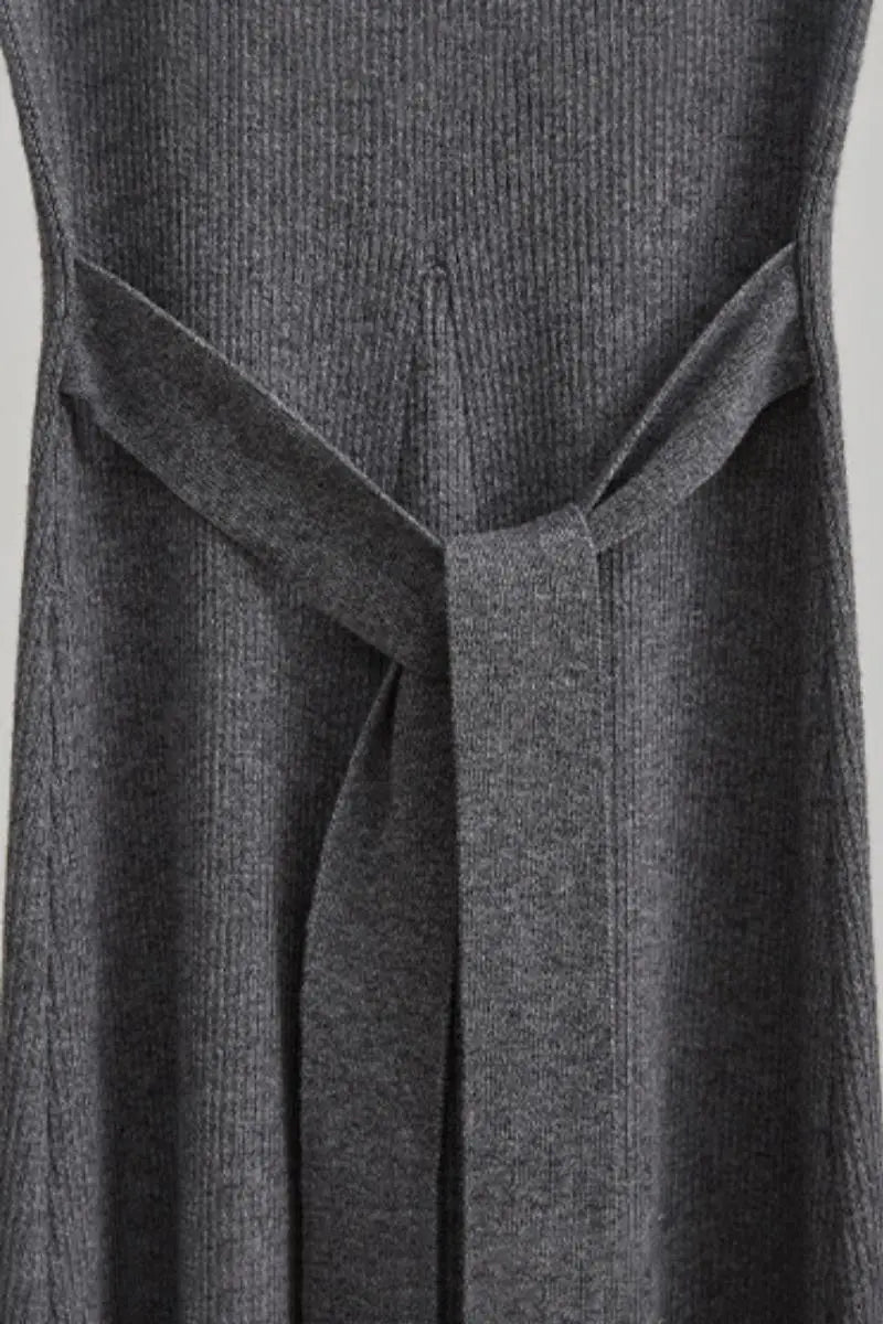 Machine Washable Merino Wool Fit & Flare Midi Sweater Dress with Belt
