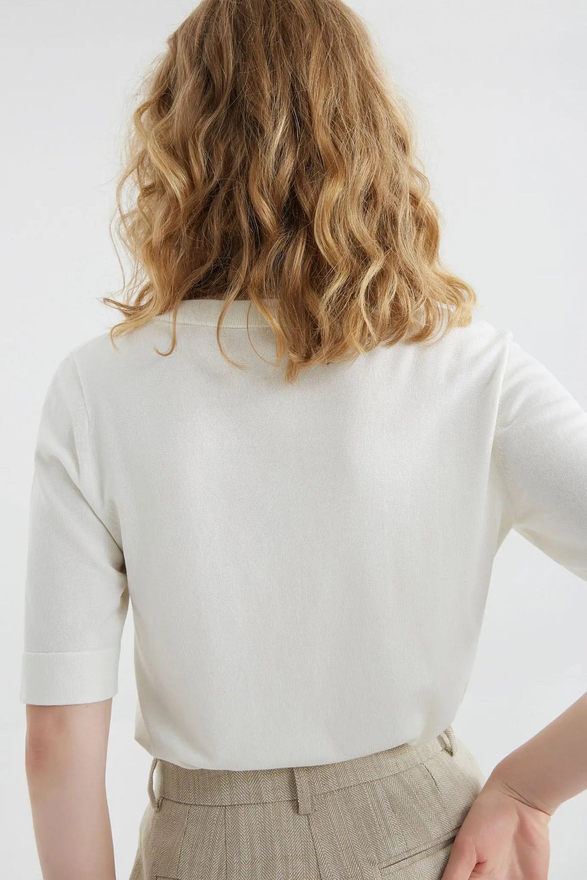 Machine Washable Short Sleeve Silk Knitted Shirt