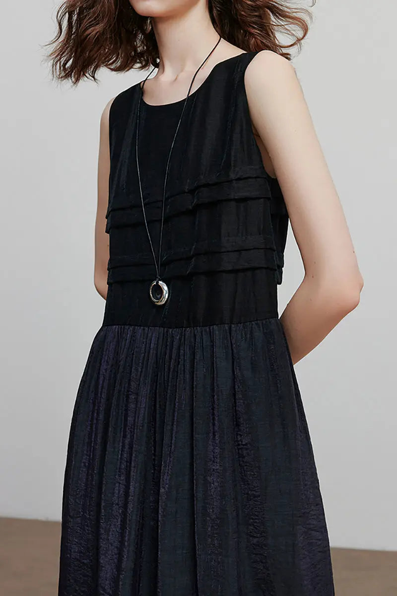 Ombre Sleeveless Trapeze Midi Dresss