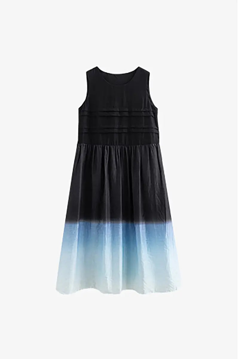 Ombre Sleeveless Trapeze Midi Dresss
