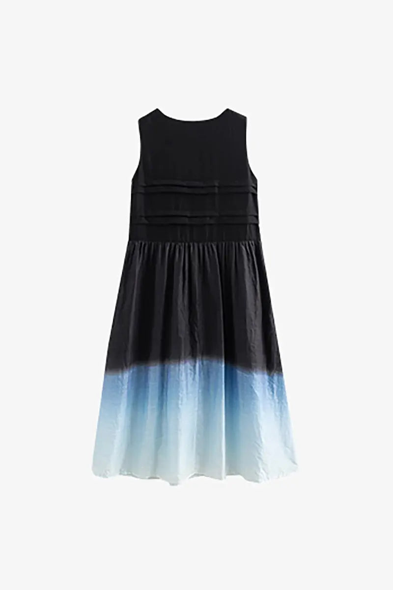Ombre Sleeveless Trapeze Midi Dresss