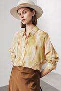 Oversized Floral Print Pure Mulberry Silk Blouse