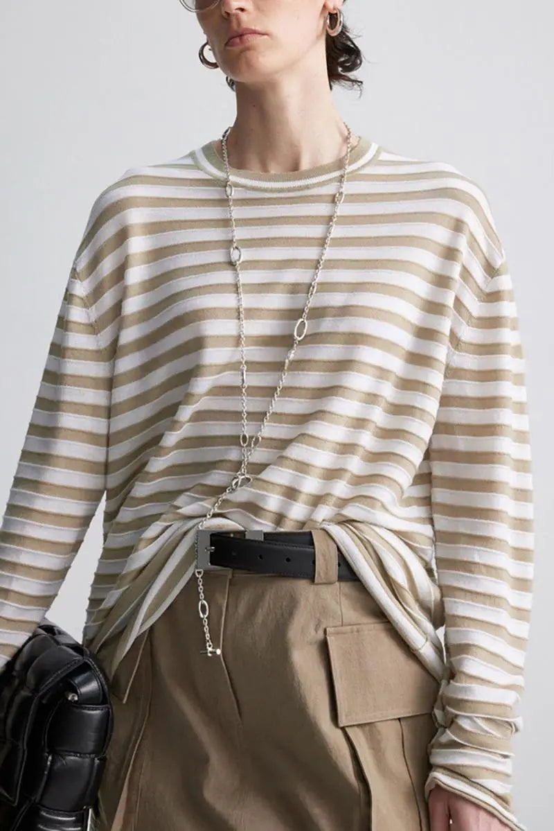 Oversized Long Sleeve Wool Stripe Shirt