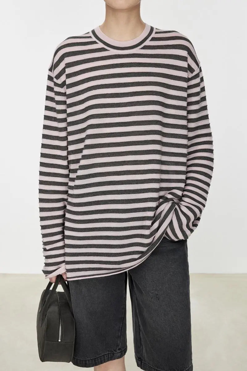Oversized Long Sleeve Wool Stripe Shirt