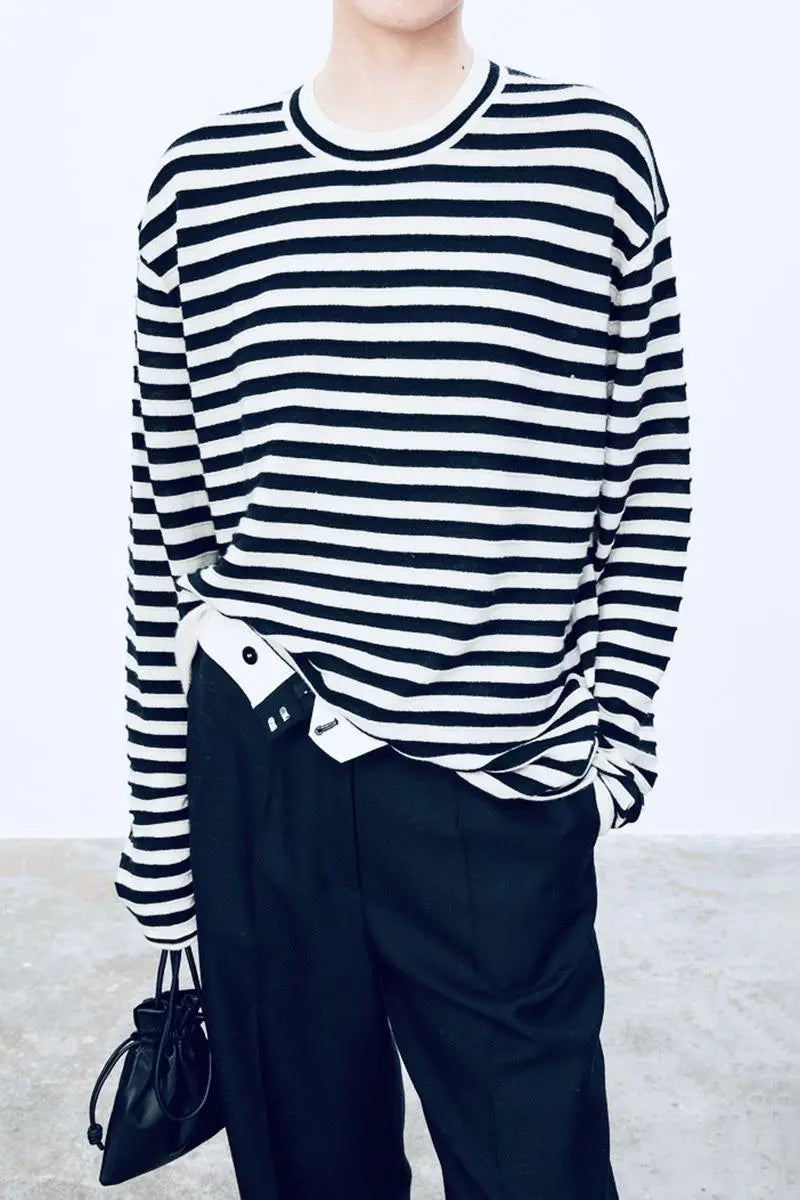 Oversized Long Sleeve Wool Stripe Shirt