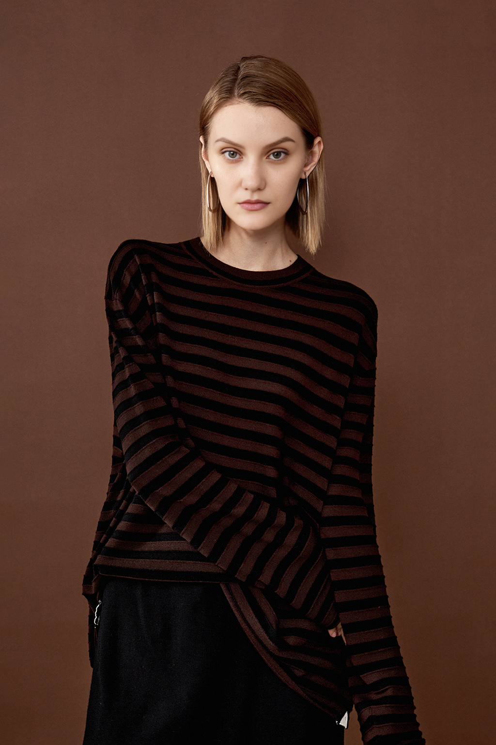 Oversized Long Sleeve Wool Stripe Shirt