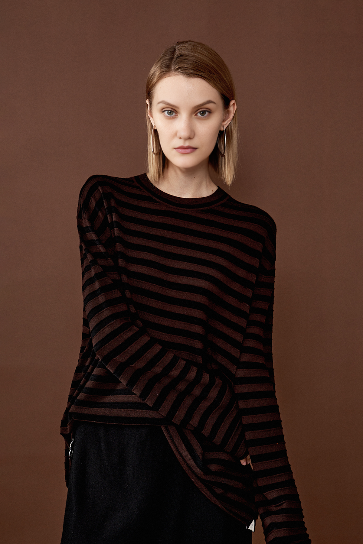 Oversized Long Sleeve Wool Stripe Shirt
