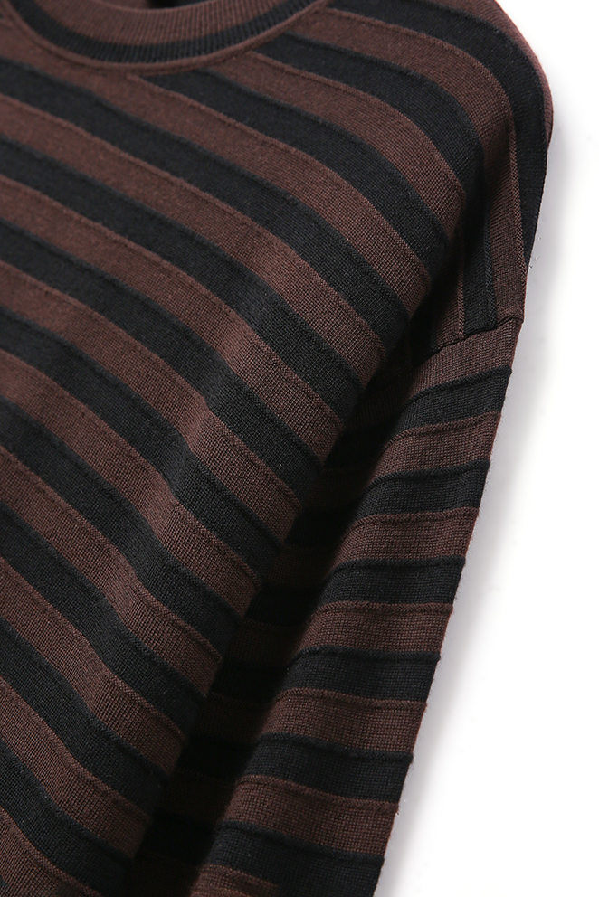Oversized Long Sleeve Wool Stripe Shirt